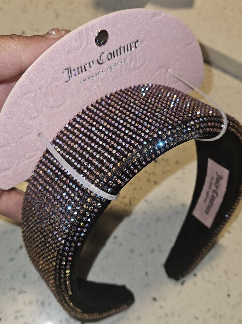 Juicy Couture Wide Crystal Rhinestone Iridescent Padded Statement Headband NWT